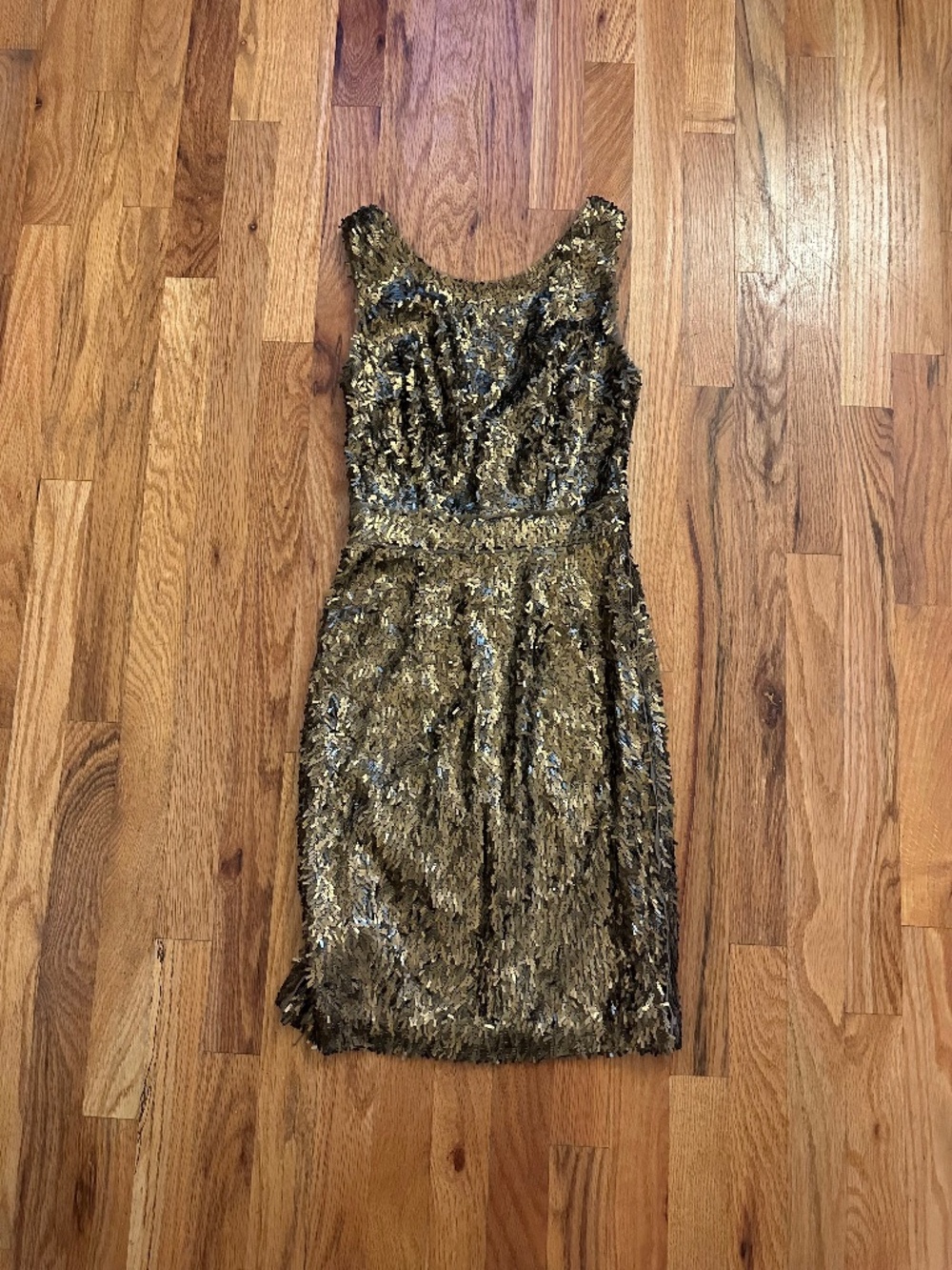 BCBGMAXAZRIA Lucianna XXS Dark Olive Sequin Cocktail Dress Sleeveless Party